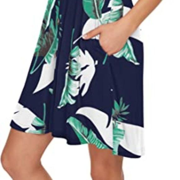 Women's Summer Spaghetti Strap Button Down V Neck Casual Beach Cover Up Dress - Picture 3 of 3